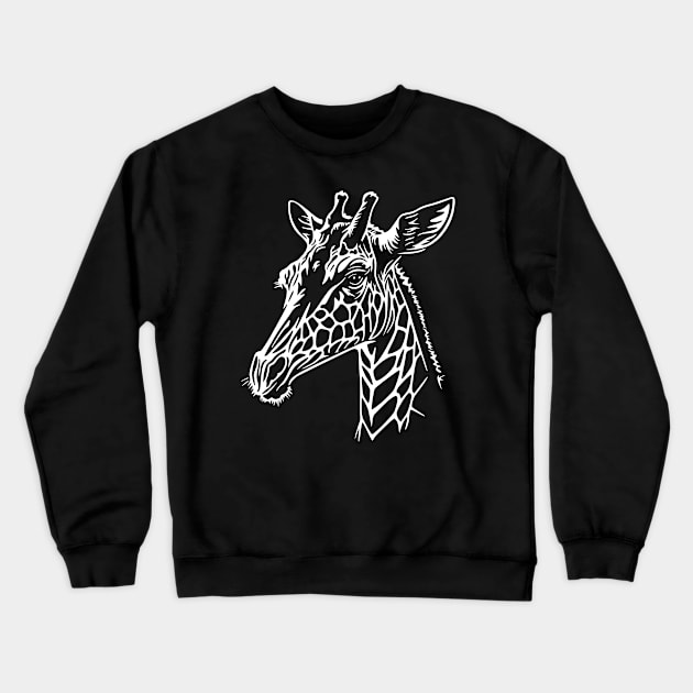 Realistic Minimal Giraffe Head Design - White Crewneck Sweatshirt by NeverDrewBefore